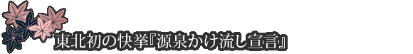 東北初の快挙『源泉かけ流し宣言』